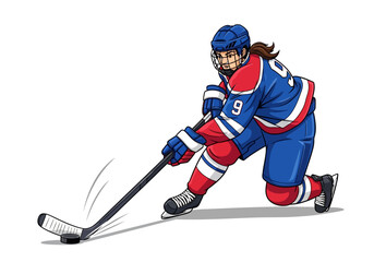 Fototapeta premium Female Hockey Player in Blue Uniform.