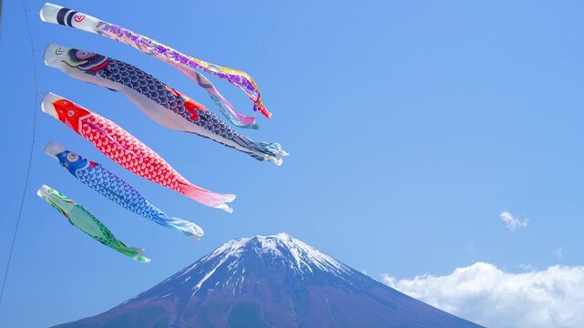 5月の富士山と鯉のぼり