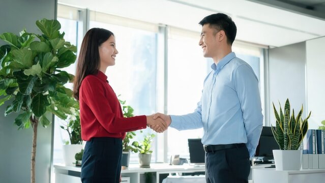 Business handshake in office