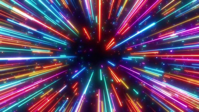 カラフルな集中線のエフェクト背景の動画