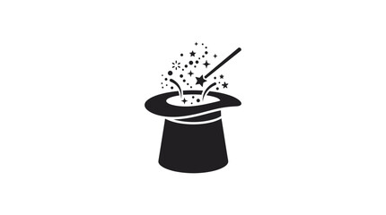 magician hat with stars and wand silhouette magic trick illusion entertainment show © Ataullah
