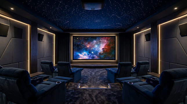 Luxury home theater with big screen