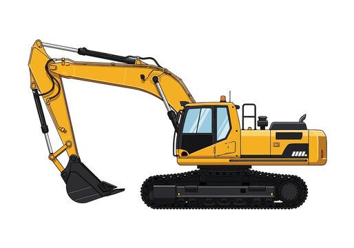 Yellow Excavator Heavy Machinery Equipment.