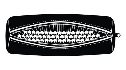 zippered pouch silhouette with detailed stitching zipper black white pattern design graphic © Ataullah