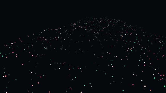Procedural art many small colorful squares in dark void space perfect for backgrounds, digital art, technology concepts, or creative designs.