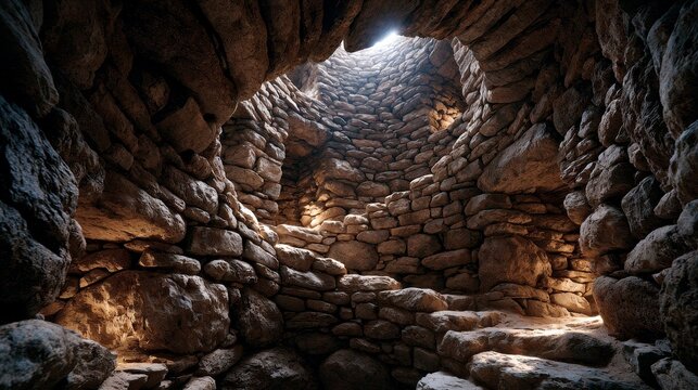 squinch. Interior of a round stone tower, corner where masonry walls curve inward to support the ceiling. real-estate listings.