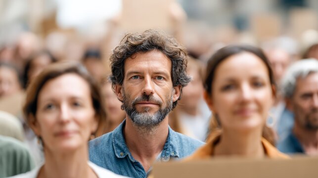 Activists and citizens participating in a demonstration against immigration policies, holding signs and expressing their dissent in a public space
