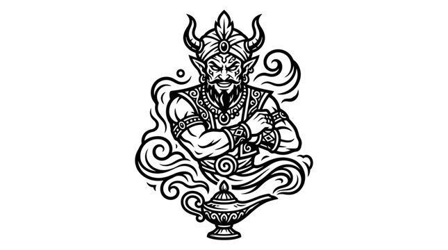 Genie Emerging from Magic Lamp
