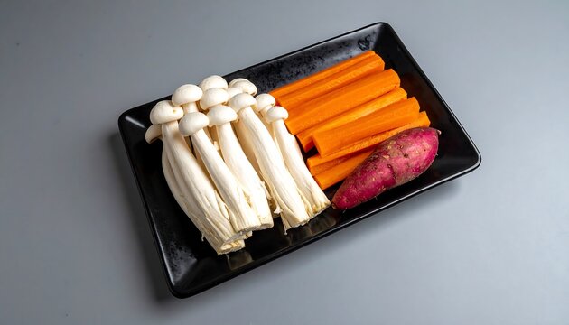 Raw Veggies on Plate.