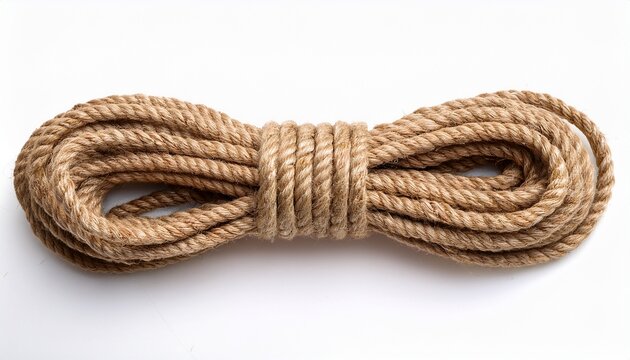 jute twisted linen rope on a white background rope