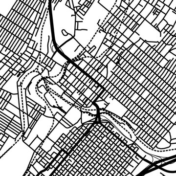 Symbol Map of the City Scranton (Pennsylvania, USA) showing the city center with a simple road network of black lines
