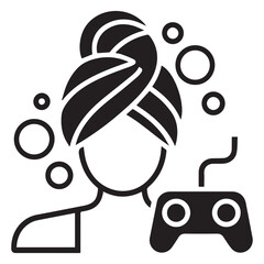 Female gamer relaxing with gamepad during spa bath silhouette © AbdullahAlMahmud
