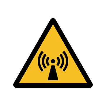 Hazard warning Non-ionising radiation, black sign on yellow triangle. Vector illustration