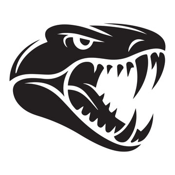 Angry snake head mascot logo with sharp fangs vector icon