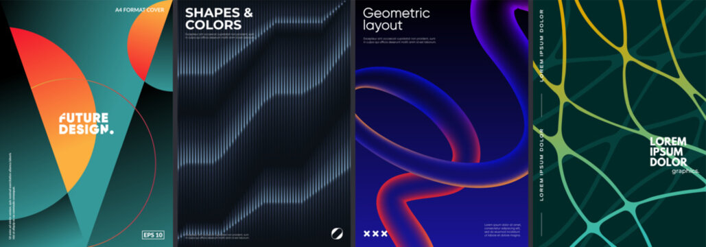 Futuristic posters collection with different abstract design.