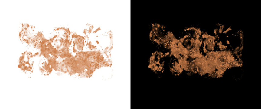 Abstract copper foil splash on white and black background, metallic bronze texture elements, luxury rose gold paint splatter for elegant design