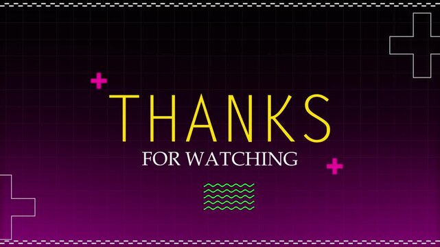 Animated Thanks For Watching Outro Screen With Retro Graphics