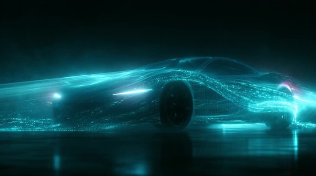 Cinematic X-ray car body with micro-processor data flow visualization (AI Generated)