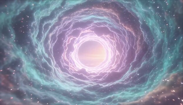 Cosmic portal glowing vortex nebula cloud fantasy sky pastel color light tunnel ethereal space energy swirl dreamy background magic galaxy fantasy sky cloud tunnel dream pastel magic heaven sunrise