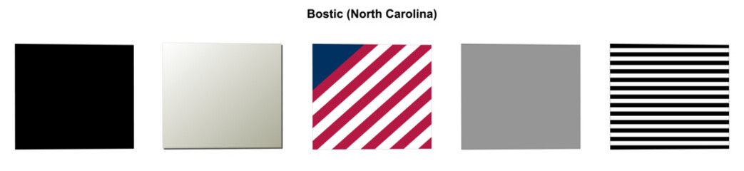 Obraz premium Bostic (North Carolina) blank outline map set