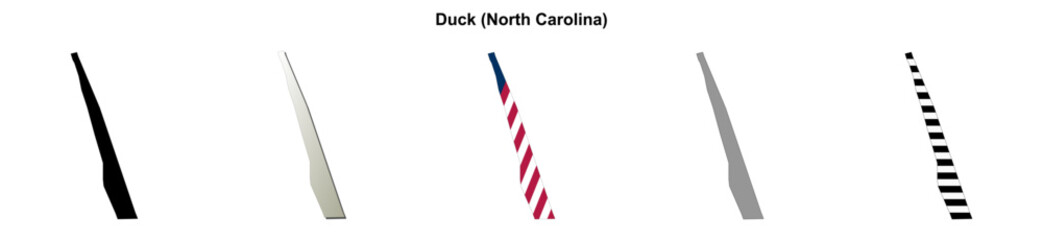 Fototapeta premium Duck (North Carolina) blank outline map set