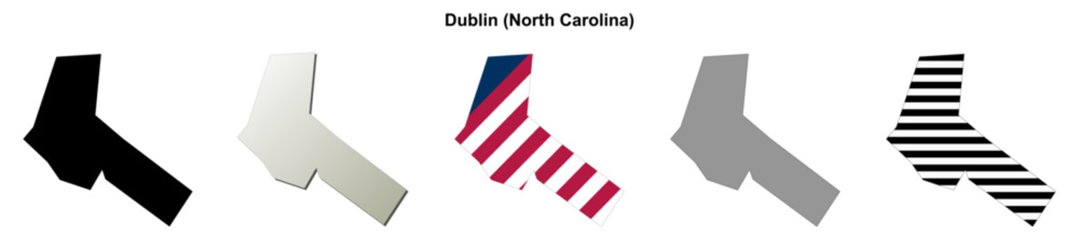 Dublin (North Carolina) blank outline map set