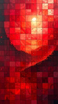 Red Abstract Pixel Art.