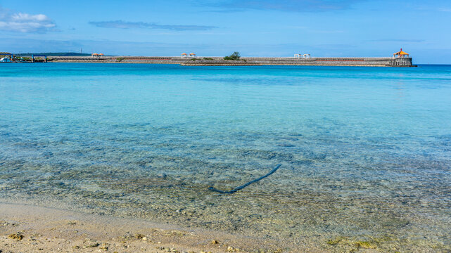Miyakojima coastline view during winter with beautiful water and shore view on Miyako island Japan