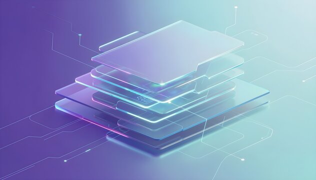 Digital infrastructure concept with layered abstract forms and subtle glow over modern gradient background layout for high tech enterprise presentation