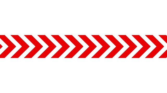 Red Chevron Arrow Strip Scrolling Across White Background, Looping Animation