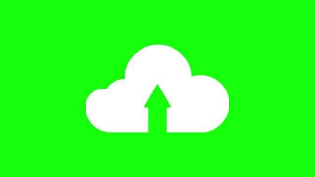Cloud Computing Icon with Upload and Download Arrows Green Screen Loop