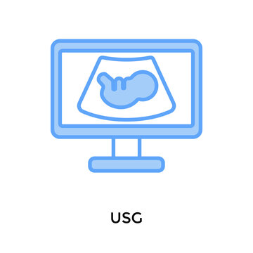 Usg Icon Lineal Blue Style. Vector Illustration For Graphic Design