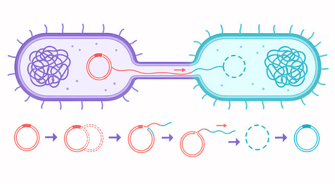 Bacterial conjugation plasmid transfer illustration