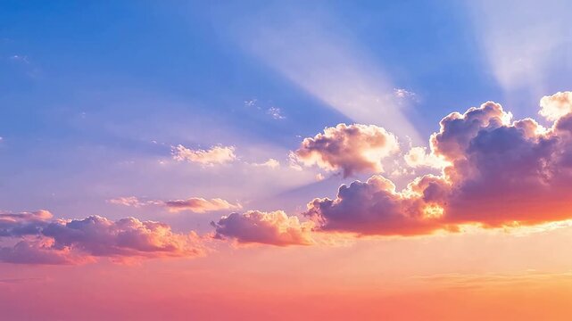 Colorful sky with clouds and sun rays