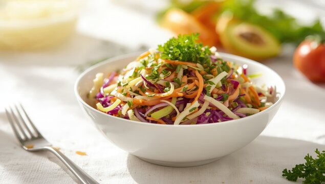 herbed coleslaw on the table