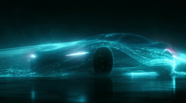 Cinematic X-ray car body with micro-processor data flow energy transmission (AI Generated)