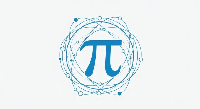 Modern Pi Symbol Logo with Circular Orbit Lines and Minimal Blue Design