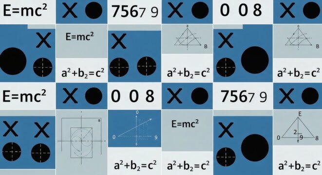 Seamless Mathematics Pattern with Pi Symbol, Equations and Scientific Formulas