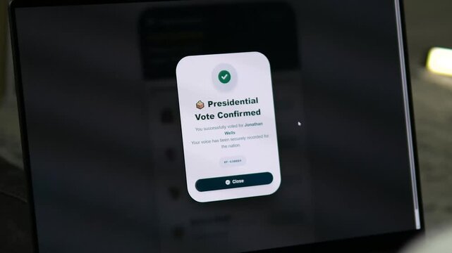 Digital democracy in action. Sequence shows selecting a presidential candidate from a professional online voting list. Perfect for news, government tech, and political documentaries. Modern e-voting
