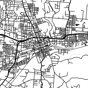 Symbol Map of the City Newark (Ohio, USA) showing the city center with a simple road network of black lines