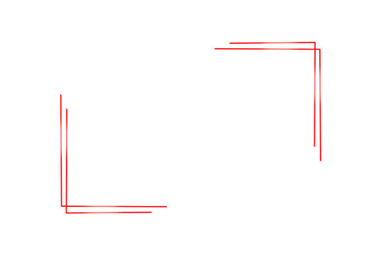 Red thin double line corner borders vector icon