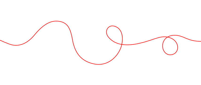 Abstract red wavy line ribbon squiggle vector illustration