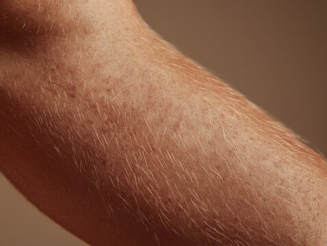 Close-up detail of human forearm skin texture and anatomy with dermatology epidermis physical microscopic cellular physiological scientific complexion structure wellness clinical morphology