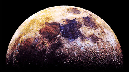 Artistic Moon in stippling style with detailed lunar surface. Astronomy inspired space art print with realistic crater texture and dramatic relief for modern interior, wall decor with cosmic aesthetic © 3d_kot