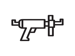 Obraz premium Grease gun icon showing a mechanical lubrication tool in a minimalist line art style
