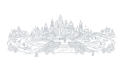 Naklejka premium Fantasy Castle Coloring Page