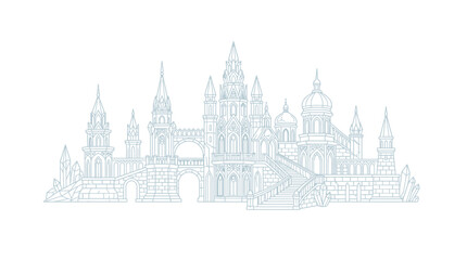 Obraz premium Fantasy Castle Line Drawing