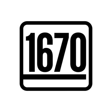 Number 1670 in a black rounded square frame with a horizontal line