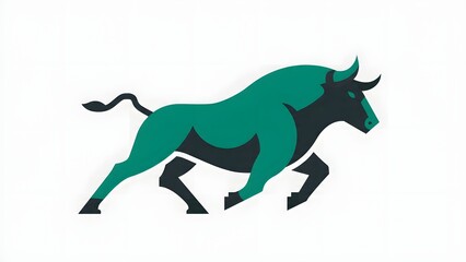 Fototapeta premium Stylized green and black bull illustration on white background