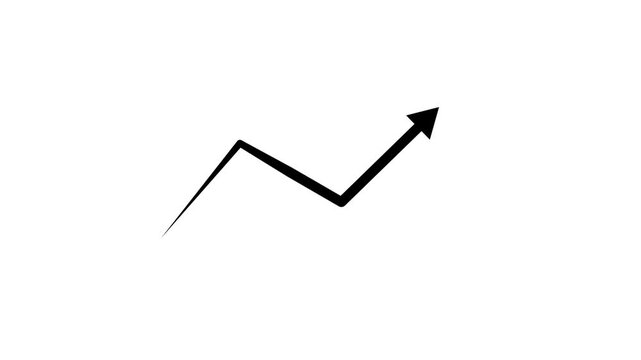 Business growth arrow animation.Cyan color growing business graph symbol.black color business arrow animation.